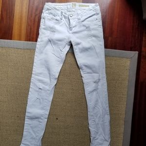 Flying Monkey Distressed Skinny Jeans, White